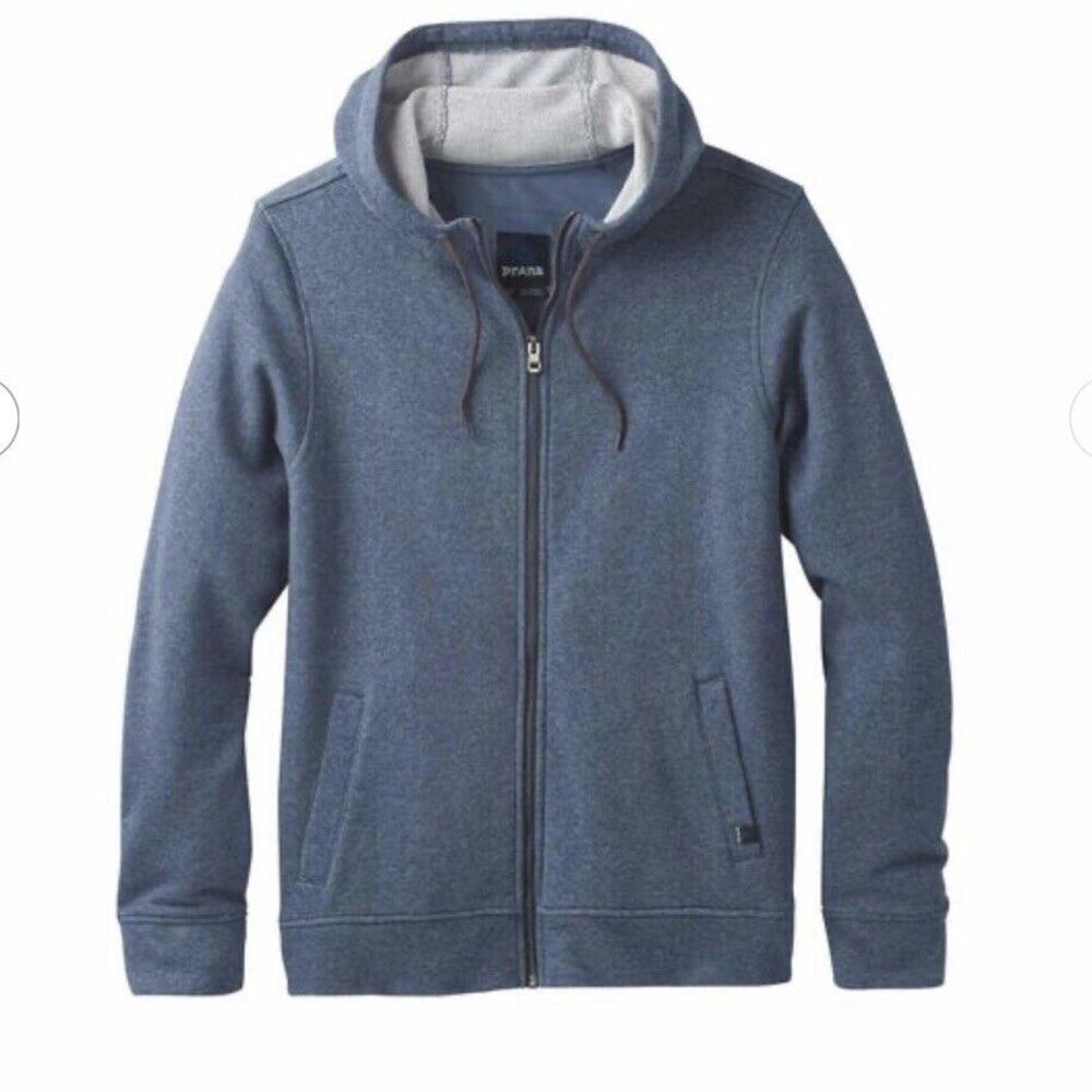 prAna Asbury Full‎ Zip Hoodie Men's S Equinox Blue Heather